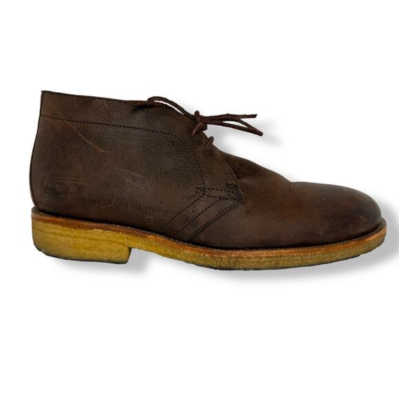 Taft EU43 US10 Mens Chukka Lace Up Leather Boot Rubber Sole Brown *flaw